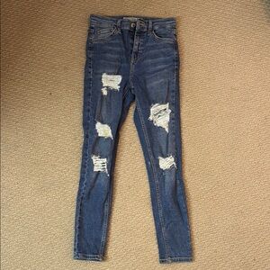 Topshop Blue Skinny Distressed Jeans